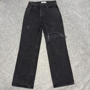 Abercrombie & Fitch Curve Love 90s Relaxed Jeans High Rise Distressed Black 27/4